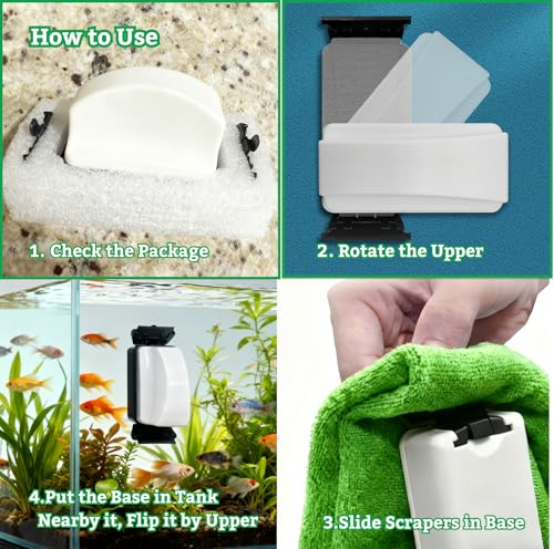 Image of Aquarium Magnetic Tank Cleaner,Tool Brush for Aquarium,Effective Clean Buildups on the Glass,2 Scrapers,Self-Floating,Scratch Free,Nonslip,Strong Magnetic,DeeKleen Fish Tank Accessories(Small)