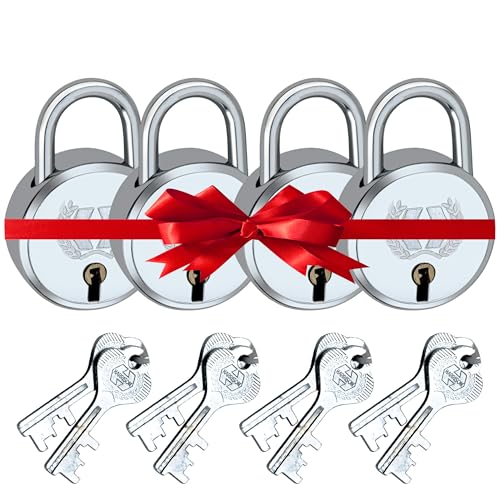 Image of Harrison Padlocks 0307 Round Luggage Padlock 30mm J-6-30MM with 8 Common Keys /Mild Steel Material /Bright Chrome Plated Finish /Luggage, Suitcase, Box, Bag
