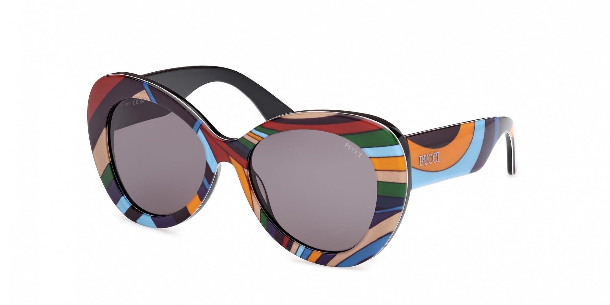 Emilio Pucci Women's Ep0232 99A Woman Sunglasses Acetate Fantasy Smoke Round Normal