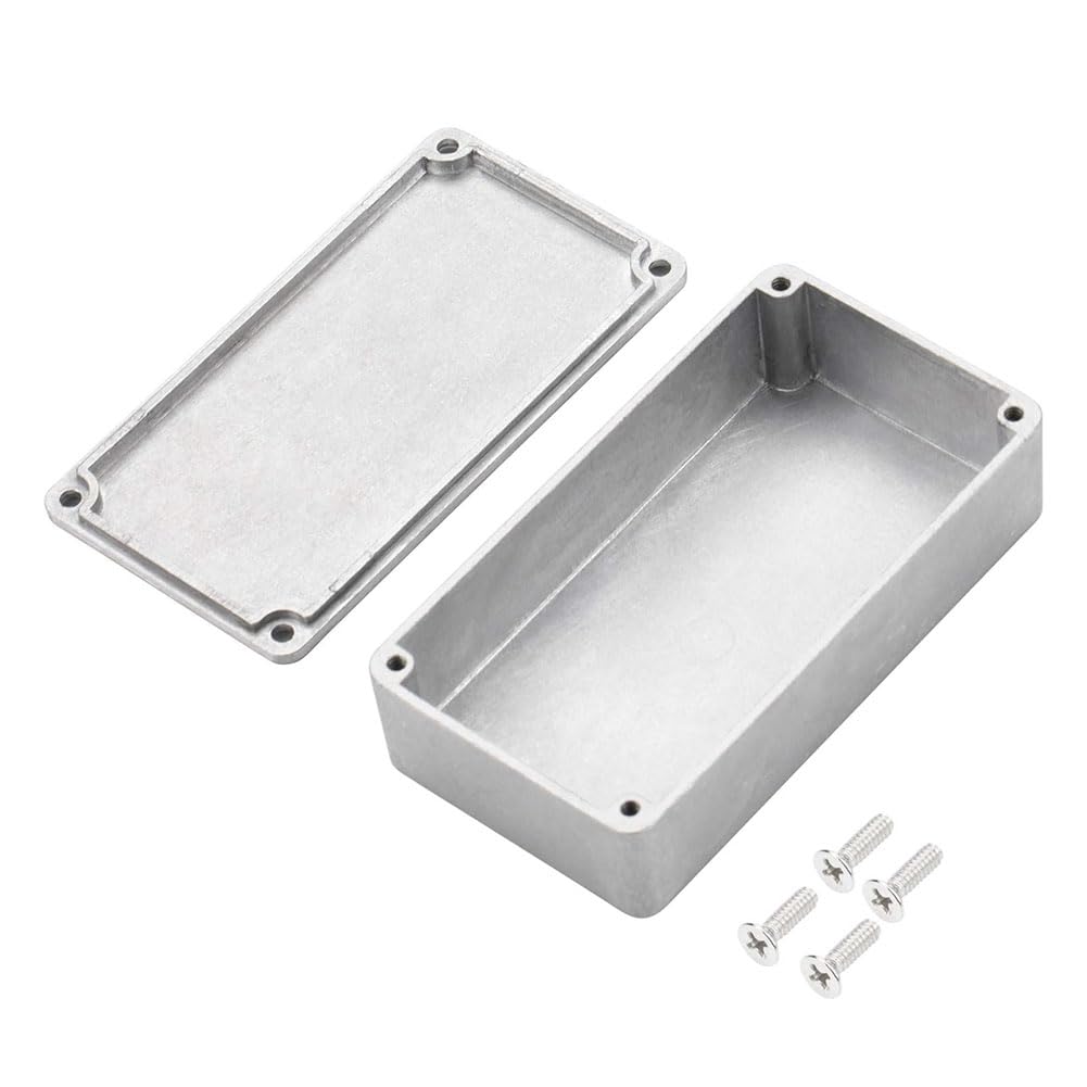 Caja de metal para pedal de efecto de guitarra 125B/1590N1, 3 unidades, 122 x 66 x 39,5 mm, con goma