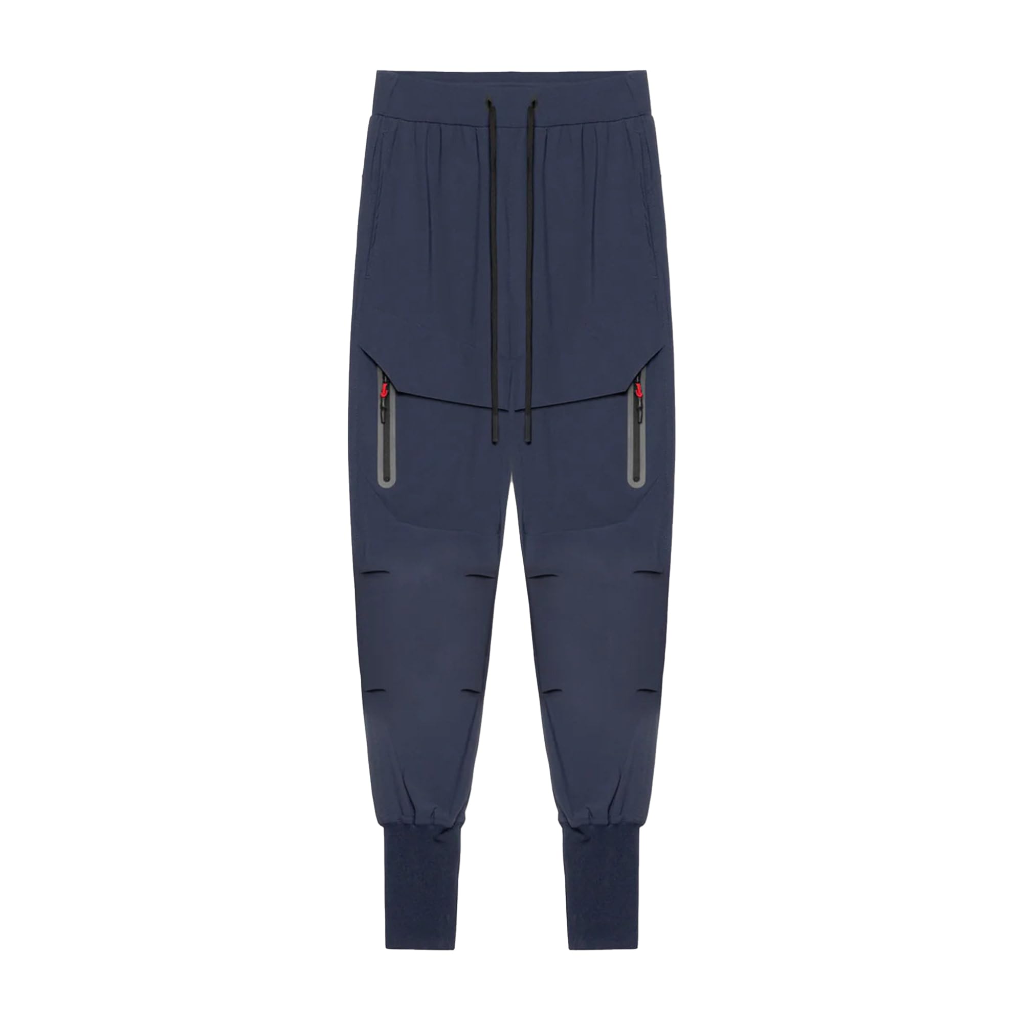 Maiyifu-GJ Men's Multi-Pocket Drawstring Toe-Binding Overalls Pants Sports Jogging Fitness Trousers Mid-Waist Feet Slacks (Navy,X-Large)