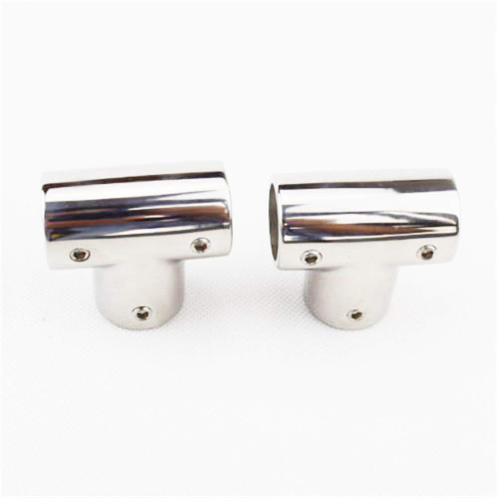 2PCS Ting Ao 90 Degree 7/8 Inch Stainless Steel 316 Marine Hand Rail Elbow Fitting, Polished Finish