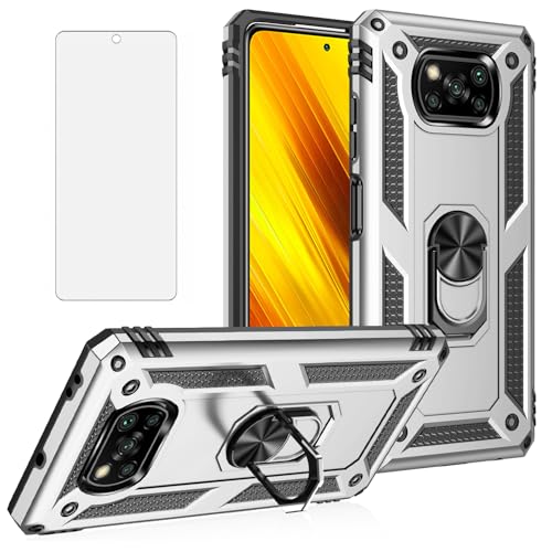 Coque Xiaomi Poco X3 NFC Asuwish argentée rigide antichoc avec verre trempé