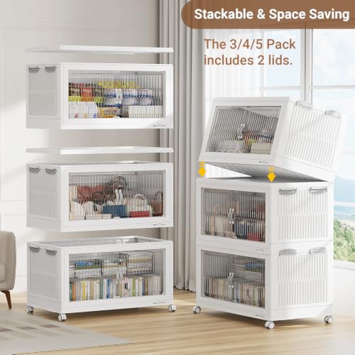 Image of BROVIEW 600Qt Stackable Storage Bins with Lid for Home Dorm, 3Pack White