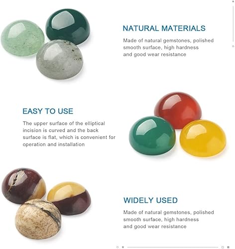 Miniatura 6 de KISSITTY Cabujones de piedras preciosas semicirculares naturales y sintéticas, 15 estilos, piedra curativa energética, cabujones para manualidades,