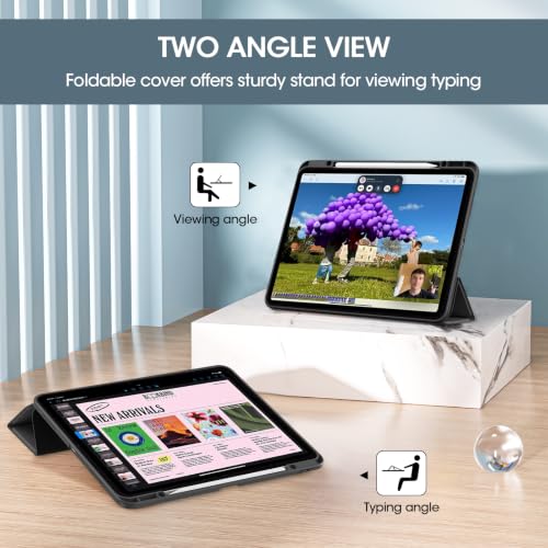 Image of ProCase for iPad Pro 13 Inch Case M5 2025 / M4 2024 with Pencil Holder-Black | Smart Cover iPad Pro M5 M4 Case 14 Inch, Clear Transparent Back, Supports Touch ID, Auto Wake /Sleep