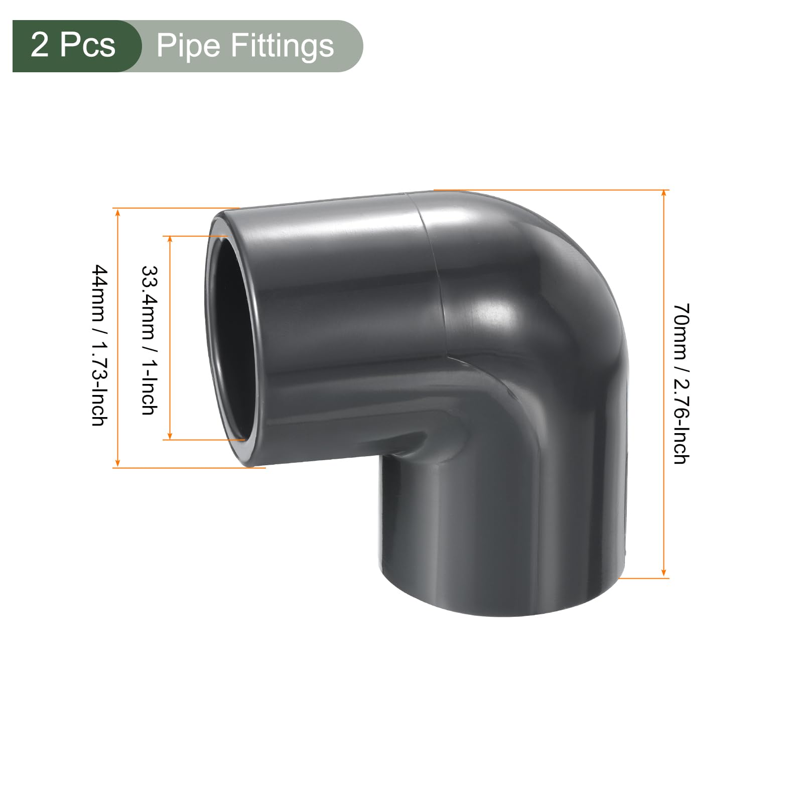 YOKIVE 2 Pcs Pipe Fittings, Elbow Schedule Socket 90 Degree Adapter Connector, Great for Swimming Pool Drainage System (Gray - Image 2