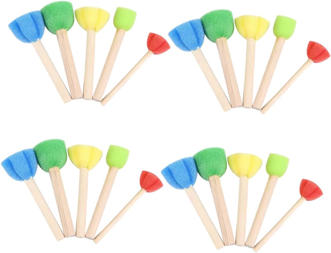 20pcs Colorful Flower Shape Foam Sponge Brush Set for Boys and Girls Painting Arts and Crafts Supplies for Halloween Birthdays Parent-boy Girl Activities Safe and Fun for Toddlers