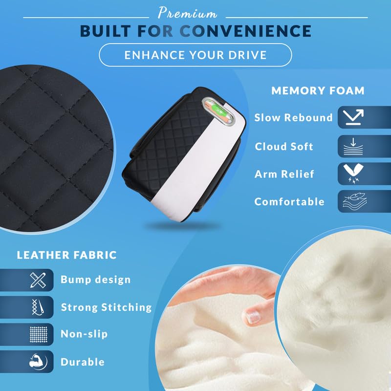 Image of ArmEasePro' Armrest - Orthopedic Memory Foam Cushion for Car, Provides Elbow, Wrist, and Arm Support, Universal Fit, Premium Mesh Fabric, Single-Sided Fastener (Full Black)