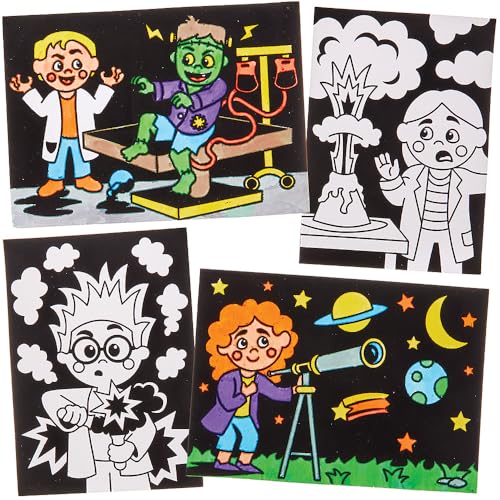 Baker Ross FN064 Scientists Experiment Fuzzy Art Scenes - Lot de 10, kit de coloriage pour les enfants