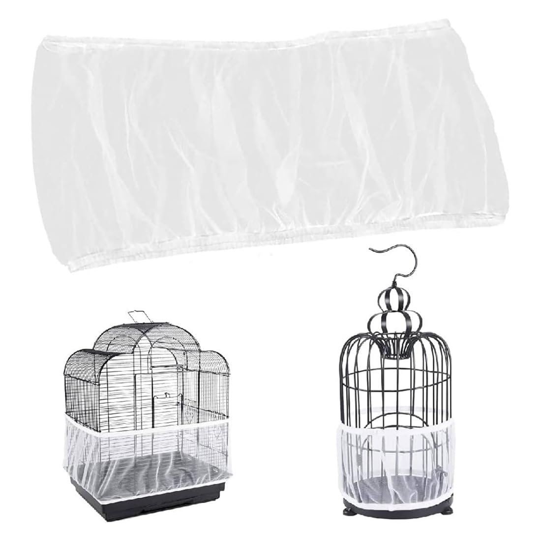 Copertura Gabbia Pappagalli 1 Pezzo Bianco Altezza 20 Cm Circonferenza 80-110 Cm Rete Nylon Ventilata