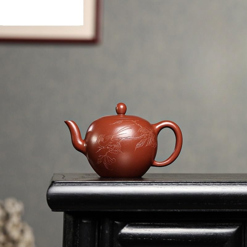 Théière en Argile Violette 280 ML, fabriquée à la Main avec Filtre, en Terre Crue. Coffret à thé Zisha. Infuseur à thé en Vrac.