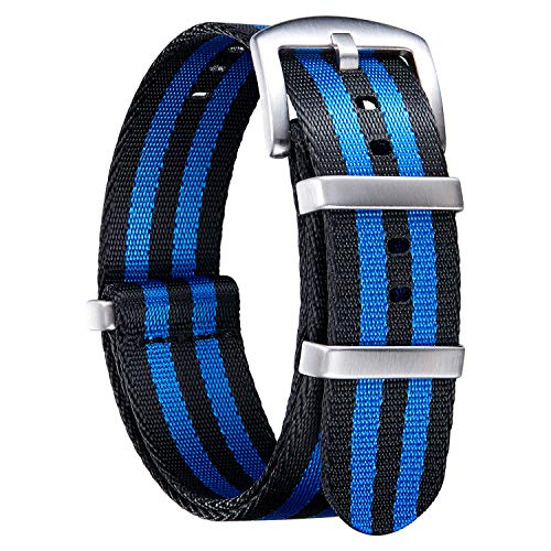 Image of BINLUN Nylon Watch Band Thick G10 Premium Ballistic Nylon Multicolor Replacement Watch Straps with Silver /Black Stainless Steel Buckle for Men Women 18mm 20mm 22mm 24mm