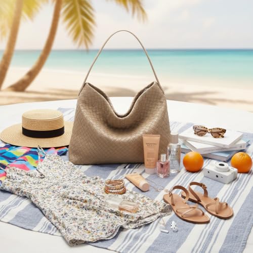 Bolsa Tote Tejida de Gamuza para Mujer, Cuero Vegano miniatura 2