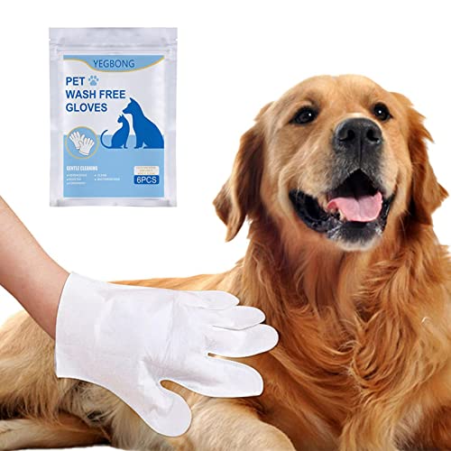 MOVKZACV 6 piezas Toallitas antisépticas en forma de guante de aseo para gatos y perros, mitón de baño para mascotas, toallitas para aseo de mascotas (blanco)