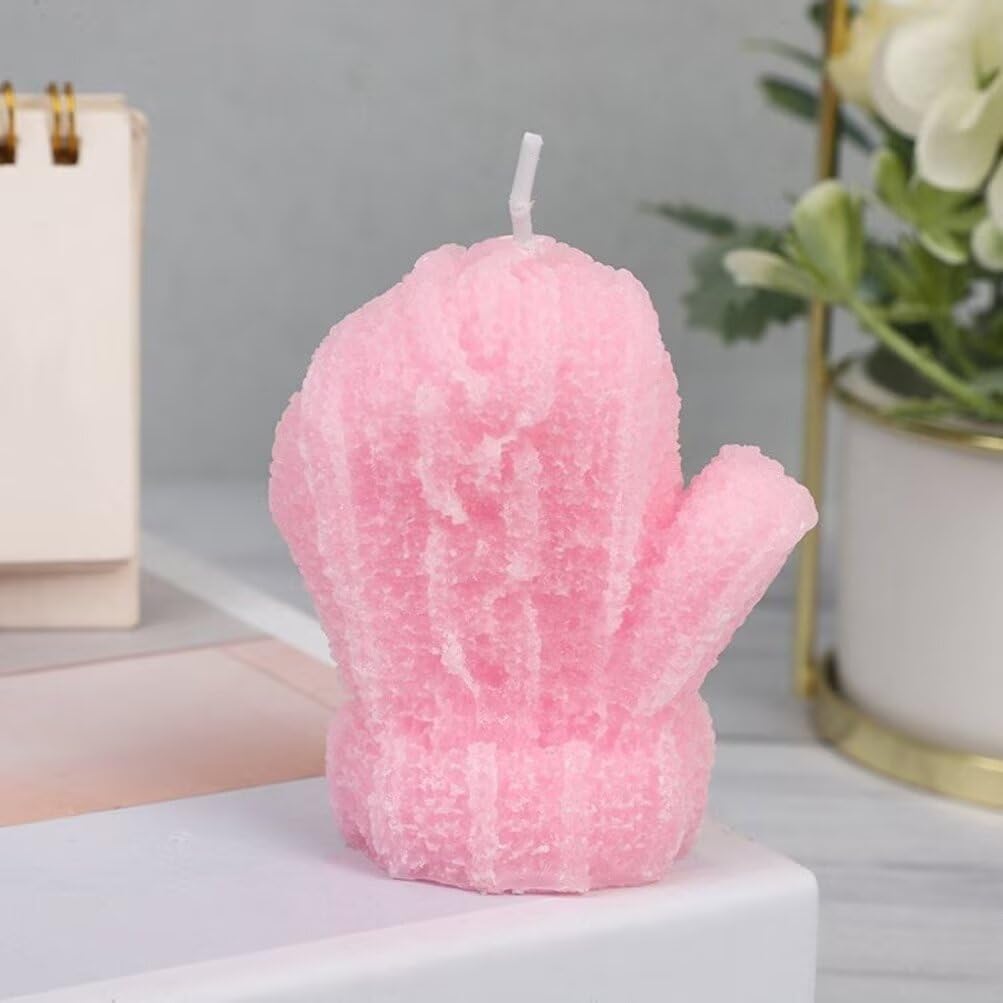 4 Pcs Christmas Candles Knitted Glove Scented Candles Christmas Tealight Candles Handmade Soy Wax Votive Candles for Home Table Christmas Party Holiday New Year Decor