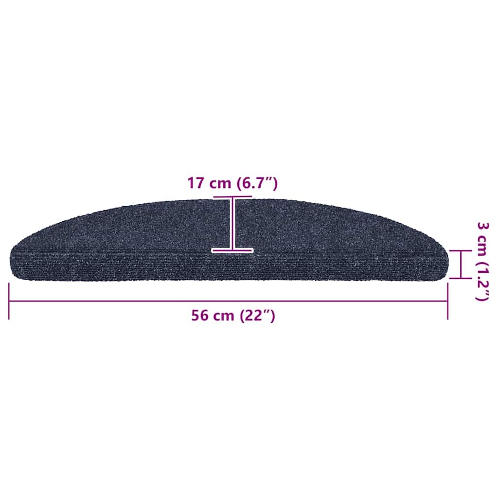 Tapis d'escalier Autocollants 30 pièces 56 x 17 x 3 cm Bleu Demi-Rond Marchettes d'escalier, Moquette Escalier de sécurité d'intérieur Antidérapant pour Aînés et Animaux de Compagnie