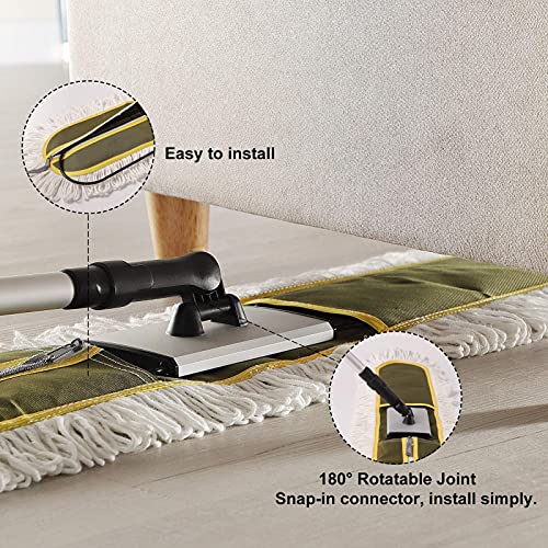 Image of CLEANHOME 36 inch Commercial Dust Mops for Floor Cleaning Heavy Duty Floor Duster Mop with Long Handle Hotel Gym Household Cleaning Supplies for Hardwood, Tiles, Marble Floors (Green)