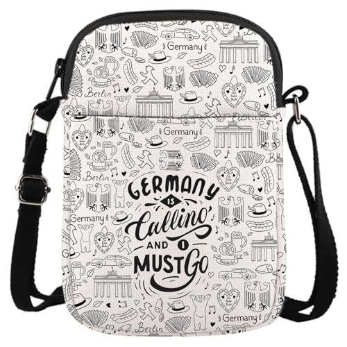 GJTIM Germany Travel Gift Germany Trip Moving Away Gift Germany Is Calling And I Must Go Germany Crossbody Bag Gift for Traveler (Must Go Germany CR)