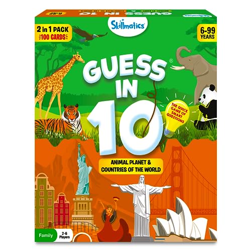 Image of Skillmatics Guess in 10 Animals & Countries Combo, Perfect for Boys, Girls, Kids & Families Who Love Card Games, Educational Toys, Travel Games, Trivia, Gifts for Ages 6, 7, 8, 9, 10 & Up