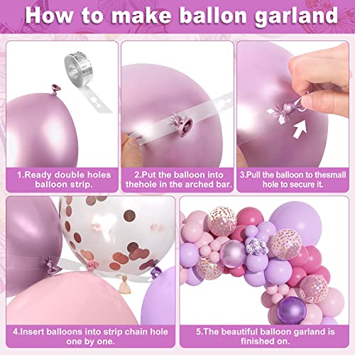Amandir 153pcs Pink Balloon Garland Arch Kit, Different Sizes 18 12 10 5 inch Hot Pink Latex Metallic Confetti Pink Balloons for Birthday Princess Wedding Baby Shower Party Decorations - Image 7