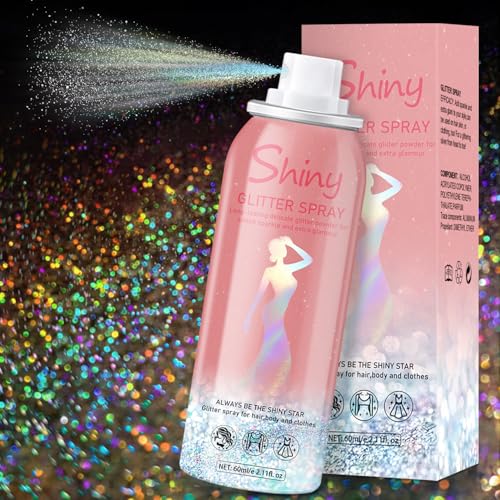 , 60ml Glint-rainbow Glitter Hairspray Dry Powder Makeup For Clothes, Festival Rave Prom Loose Sparkle Powder,holographic Ultra Fine Glitters For Crafts (glint-rainbow)