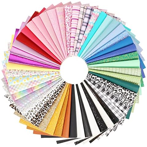 ZAIONE 20pcs/Set Random Colours Mix 21cm x 30cm /8" x 12" Faux Leather Fabric Sheets PU Leatherette Bundle Assorted for Bows & Earrings DIY Crafts Cover
