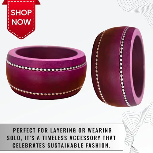 Image of Handmade Wooden Bangles for Women | Natural Wood Jewelry | Stylish Artisan Design | Ideal Christmas Gift for Her.