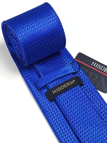 Image of HISDERN Ties for Men Solid Houndstooth Neckties Handkerchief Formal Business Tie & Pocket Square Set Wedding Party