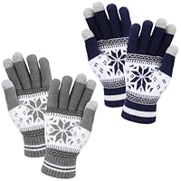 Utensilsto 2 Paar Thermo Handschuhe mit Touchscreen Funktion, Winter Warme Strickhandschuhe für Herren und Damen zum Arbeiten, Autofahren, Radfahren, Klettern (Grau Blau)