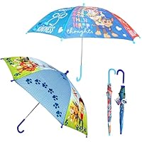 2Pcs Waterproof Umbrella for Kids, Paw Patrol Boys Umbrella 61cm Manual Safety Open & 65cm Auto Open Brolly, Windproof Lightweight UV Protection Travel School Gift Age 3-7