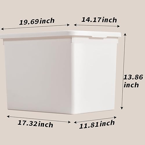 Miniatura 6 de Contenedores de almacenamiento blancos con tapas, cajas de plástico apilables para oficina, juego de 4, caja de almacenamiento para organización de