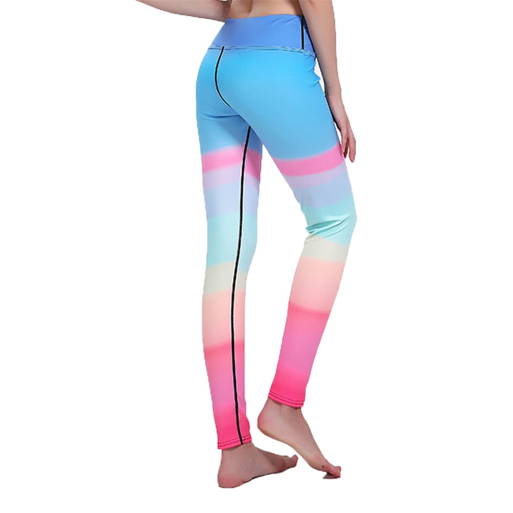 Mujer Niña Gimnasio Leggings Yoga Pantalones, Pantalones de Yoga elásticos con Control de barriga y cintura alta de Color degradado for mujer, mallas deportivas ajustadas de secado rápido hasta el tob
