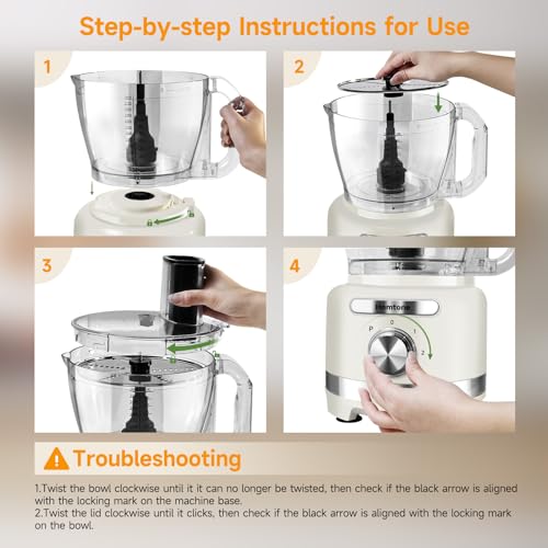 Homtone-16-Cup-Food-Processor-French-Fry-Cutter-Food-Processors-9-Functions-7-Blades-for-Shredding-Slicing-Doughing-Emulsfying-and-Meat-Vegetable-Chopping-for-Home-Use-3-Speeds-600W-Beige