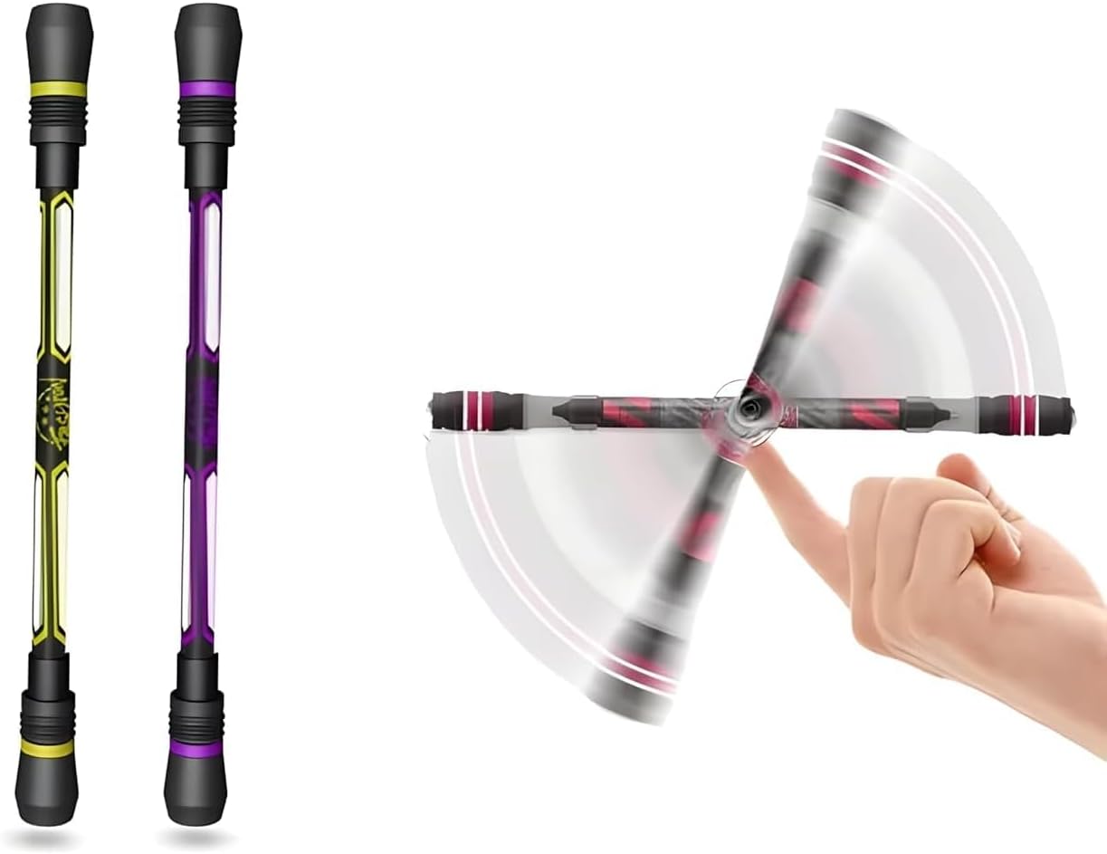 UCRAVO Spinner Rotatable Gaming Finger Pens - Without Pen Refill, Non Slip Coated Rotatable Gel Pen Mod Spinning Pen with Weighted for Playing Student Pack of 2
