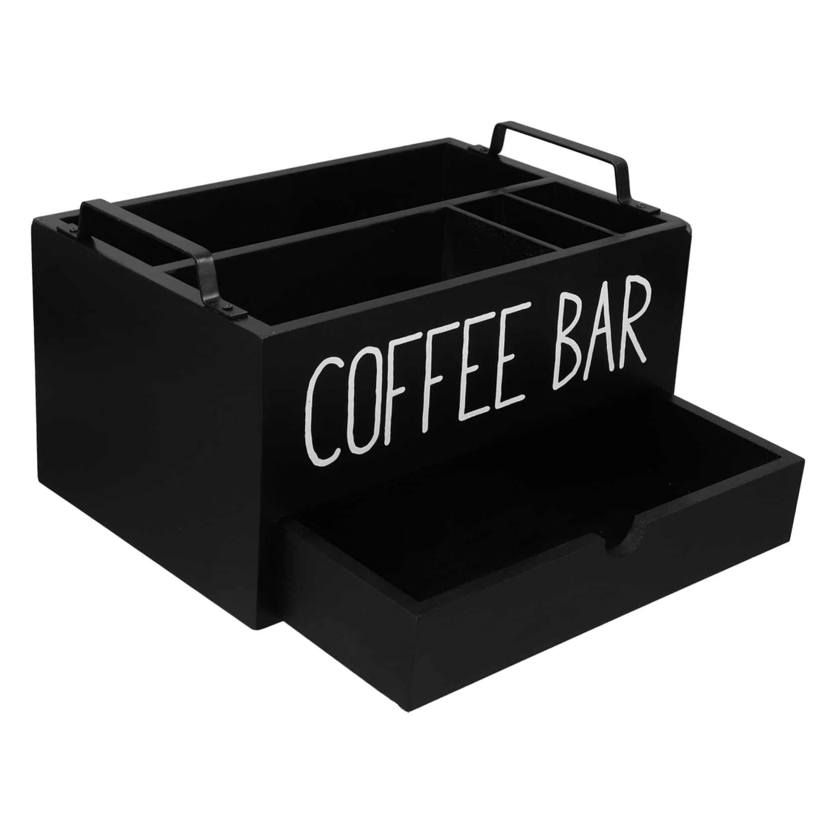 Organizzatore a Cassetto in Legno Nero per Caffè e Tè