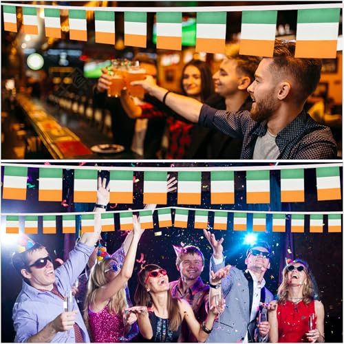Image of 2 Pack Ireland Flag Banner String Small Mini 66 Feet 60 Pcs Irish Hanging Flags St Patrick's Day Decoration