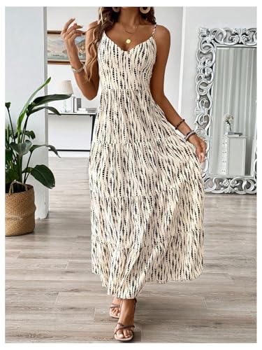 Image of SweatyRocks Women Summer Long Dress V Neck Cut Out Bow Tie Long Dresses Boho Ruffle Long Dresses