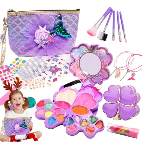 Jeu de rôle et déguisement avec la trousse de maquillage enfant lavable 26 pièces