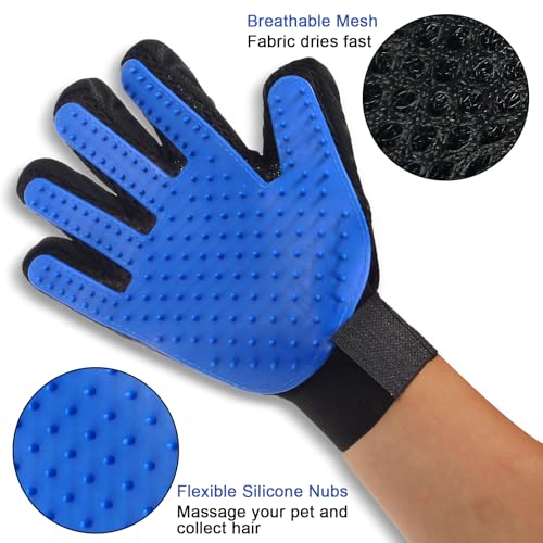 Image of Pet Hair Removal Gloves - Self-Cleaning Deshedding Mitt for Dogs & Cats, Reusable Grooming Tool with Ergonomic Design, for Cat and Dog Massage and Bathing-1 Pairs