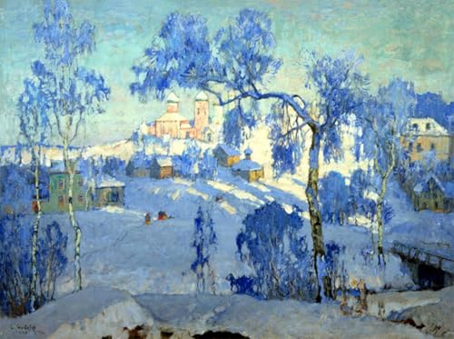 Pintura de paisaje invernal de Gorbatov, lienzo decorativo de 60x90cm