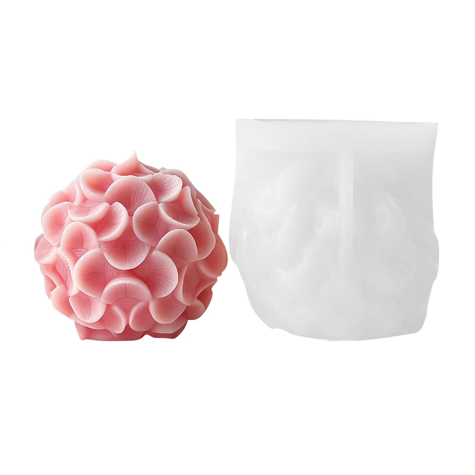 Elnwnnkc Silicone Mold Flower Relief Sphere for Home Making, Decorative Wax, Resin, Soap and Plaster Floral Mold Silicone Wax Sphere Decorative Casting Making Plaster Resin Soap Home