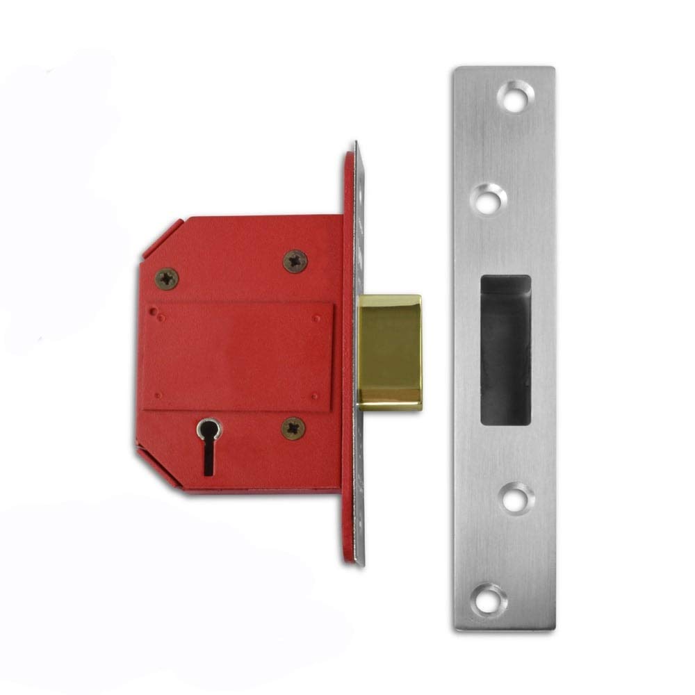 UNION - StrongBOLT 2100S BS 5 Lever Mortice Deadlock 68mm 2.5in Satin Chrome Box
