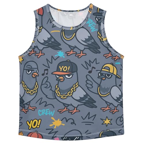Hip- Pigeon Gray Boys' Tank Top Shirt Sleeveless Toddler Vest Active Tees for Outdoor Beach Fitness Work Out 3T