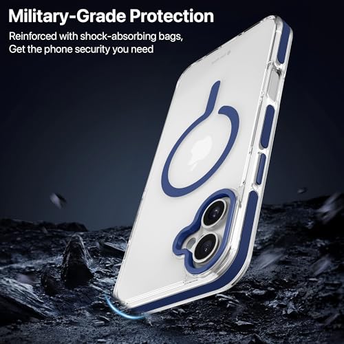 Image of eller sante Apex Magpro Back Cover Case for iPhone 16 Plus Scratch Resistant Camera Screen Protector TPU Shockproof 10ft Drop Protection Support Mag-Safe Wireless Charging- Blue