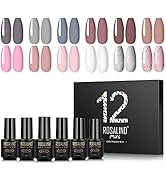 ROSALIND Gel Nagellack Braun-Shellac Gellack UV 12 farbene Rosa Glitzer Farben Pastell Hellgrau K...