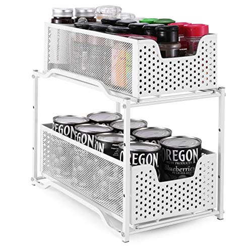 Simple Trending 2 Pack Stackable 2-Tier Under Sink Cabinet Organizer With Sliding Storage Drawer, White #TOP1
