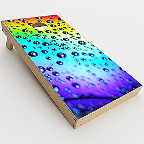 Skin Decal Vinyl Wrap for Cornhole Outdoor Board Game Bag Toss (2 x Pcs. Skins only) / Rainbow Water Drops