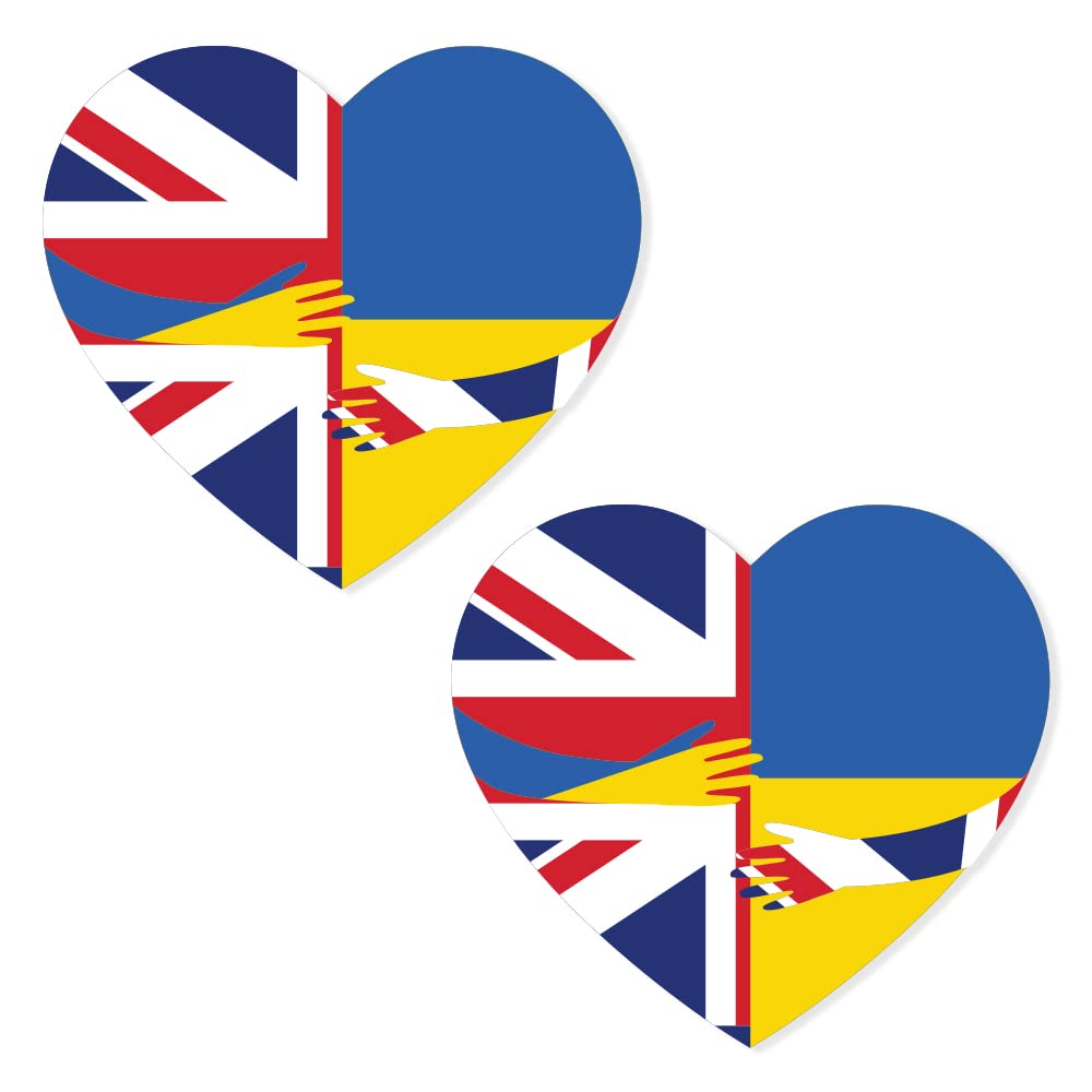 Ukraine Flag Sticker Pack of 2 (95 x 86mm) Waterproof UKR Flag Sticker for Laptop, iPad etc Packwith® #S2026