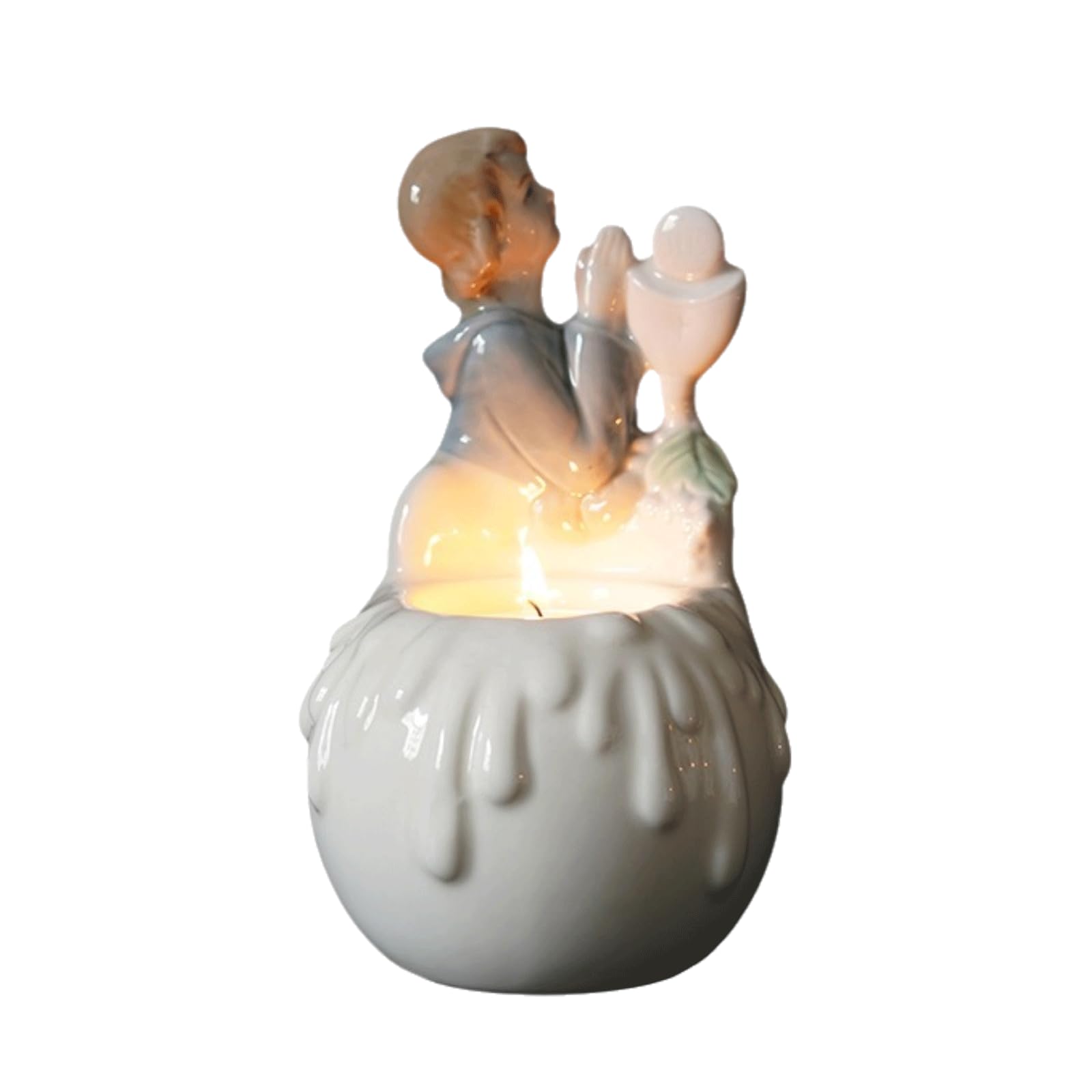 Centrotavola in ceramica bianca portacandele 10 x 10 x 15,5 cm decorazione per interni portacandele per candele coniche e candelabri portacandele portacandele nuovo regalo per la casa